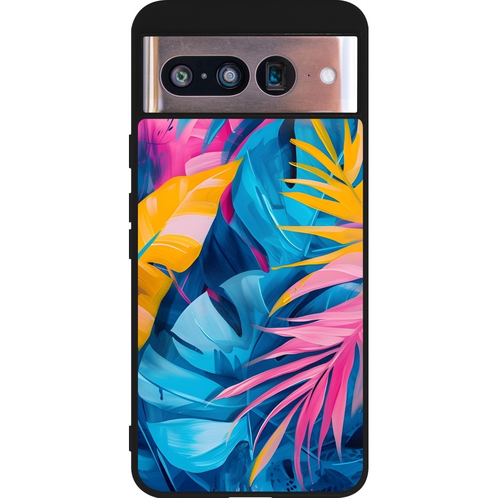 Google Pixel 8 Case Hülle - Silikon schwarz Palms Blue