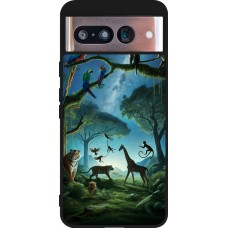 Google Pixel 8 Case Hülle - Silikon schwarz Paradies der exotischen Tiere