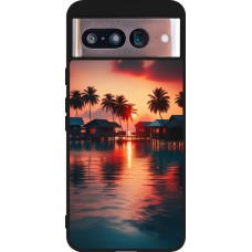 Coque Google Pixel 8 - Silicone rigide noir Paradis Maldives
