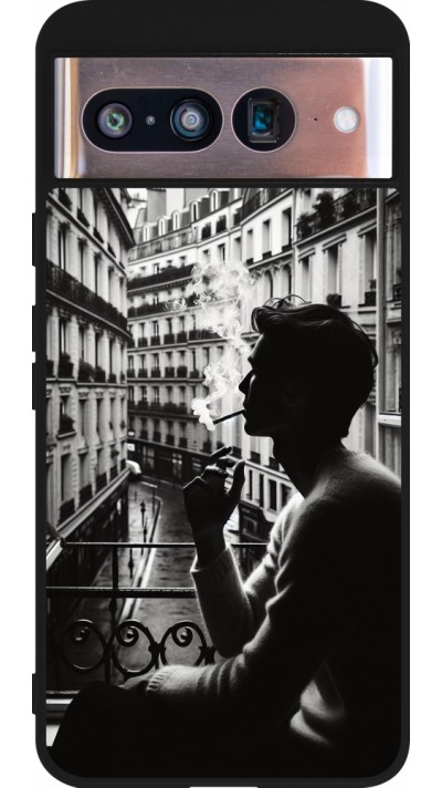 Coque Google Pixel 8 - Silicone rigide noir Parisian Smoker