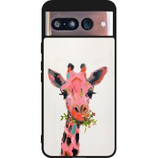 Google Pixel 8 Case Hülle - Silikon schwarz Pink Girafe Paint