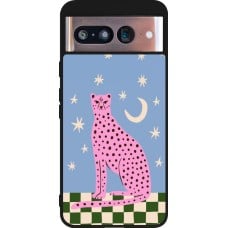 Google Pixel 8 Case Hülle - Silikon schwarz Pink leopard with stars 2026
