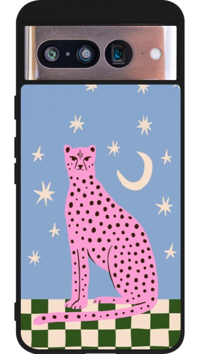 Google Pixel 8 Case Hülle - Silikon schwarz Pink leopard with stars 2026
