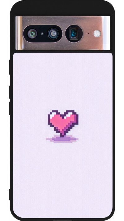 Google Pixel 8 Case Hülle - Silikon schwarz Pixel Herz Hellviolett