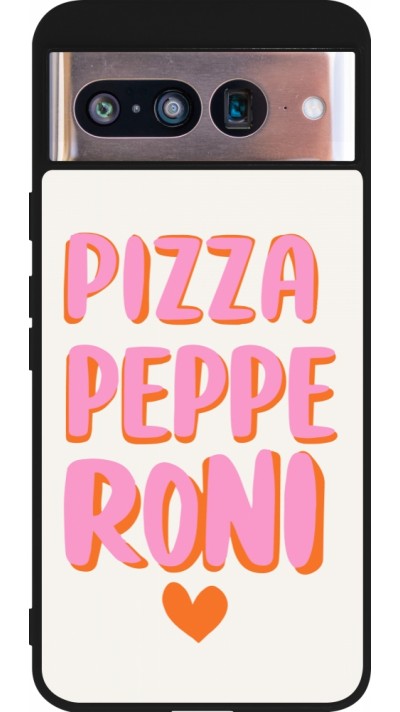 Google Pixel 8 Case Hülle - Silikon schwarz Pizza pepperoni 2026