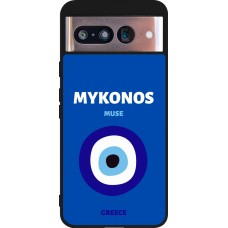Coque Google Pixel 8 - Silicone rigide noir Pop Summer Destination Mykonos