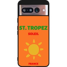 Coque Google Pixel 8 - Silicone rigide noir Pop Summer Destination St-Tropez