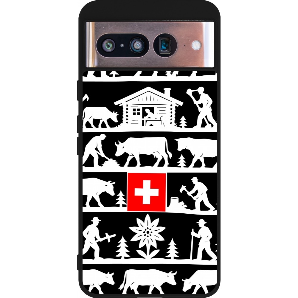 Coque Google Pixel 8 - Silicone rigide noir Poya Suisse 1 noir