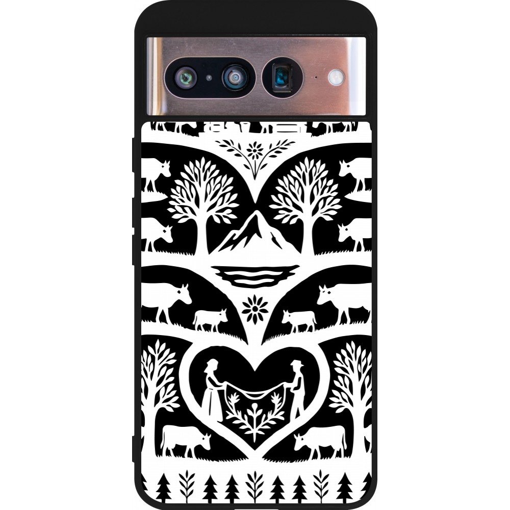 Coque Google Pixel 8 - Silicone rigide noir Poya Suisse 2 noir