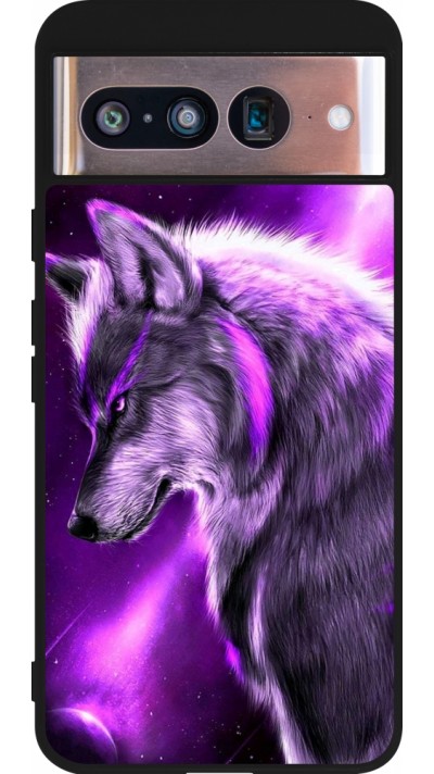 Coque Google Pixel 8 - Silicone rigide noir Purple Sky Wolf