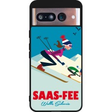 Coque Google Pixel 8 - Silicone rigide noir Saas-Fee Ski Downhill