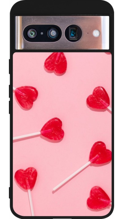 Google Pixel 8 Case Hülle - Silikon schwarz Saint Valentines Day 26 Lollipop