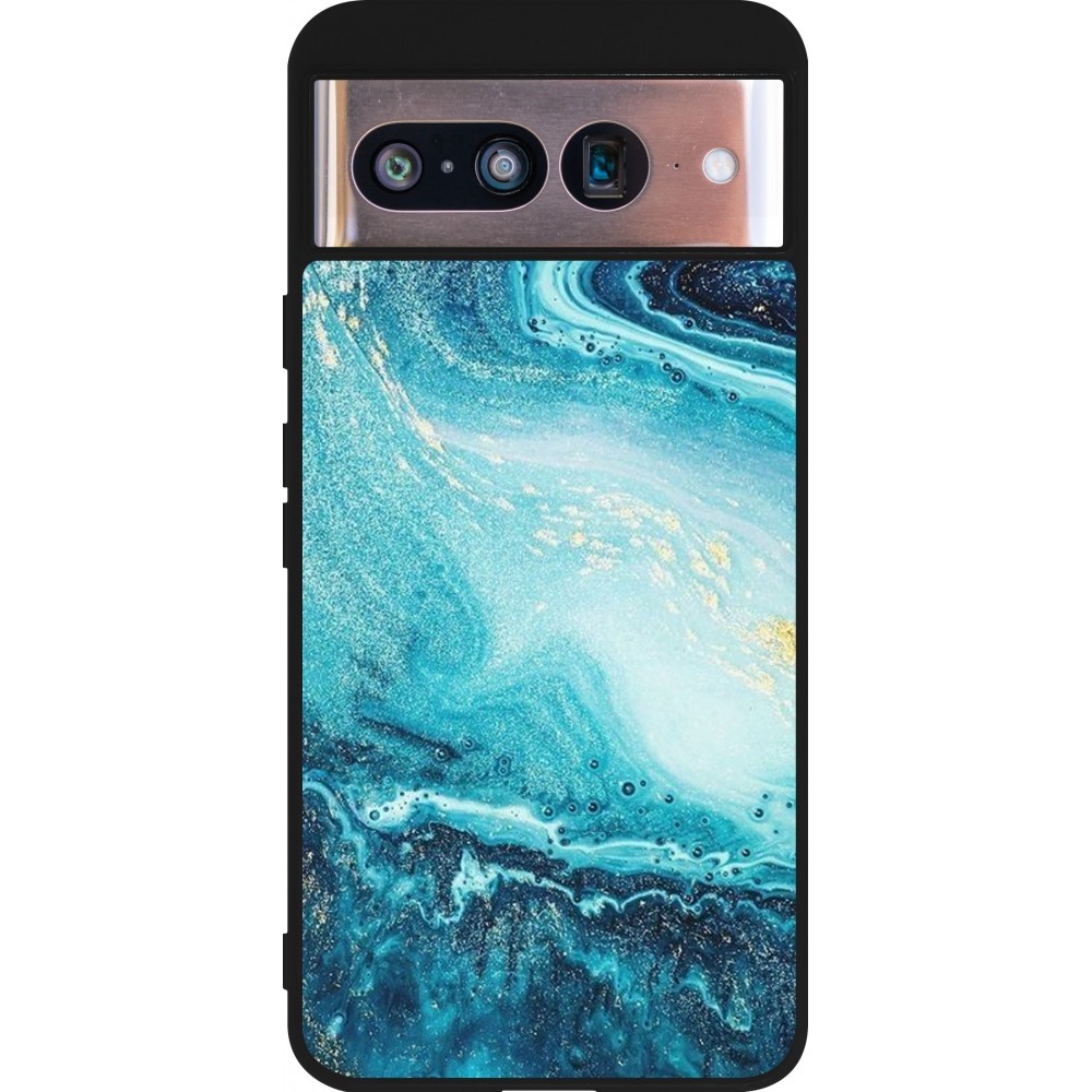 Google Pixel 8 Case Hülle - Silikon schwarz Sea Foam Blue