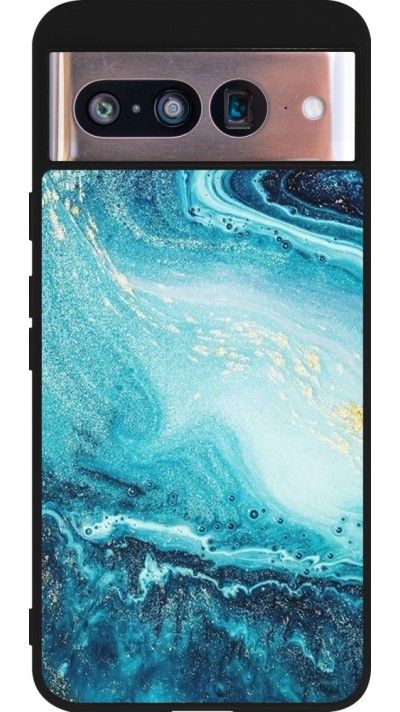 Coque Google Pixel 8 - Silicone rigide noir Sea Foam Blue