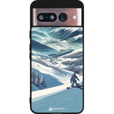 Google Pixel 8 Case Hülle - Silikon schwarz Snowboarder Berg