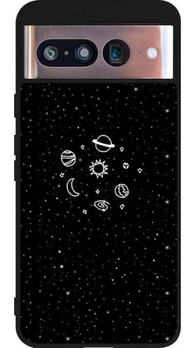 Coque Google Pixel 8 - Silicone rigide noir Space Doodle
