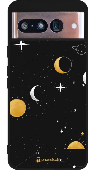 Coque Google Pixel 8 - Silicone rigide noir Space Vector
