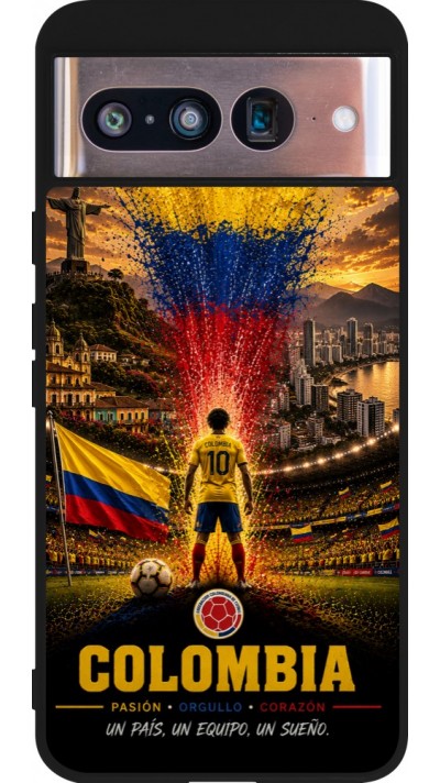 Google Pixel 8 Case Hülle - Silikon schwarz Fussball Kolumbien splash 2026