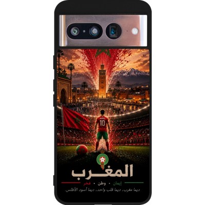 Google Pixel 8 Case Hülle - Silikon schwarz Fussball Marokko splash 2026