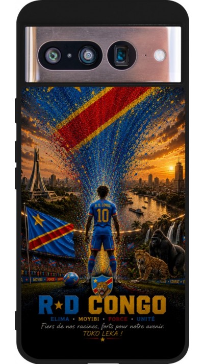 Google Pixel 8 Case Hülle - Silikon schwarz Fussball Demokratische Republik Kongo splash 2026