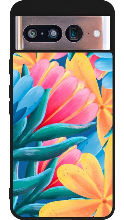 Coque Google Pixel 8 - Silicone rigide noir Spring 23 colorful flowers