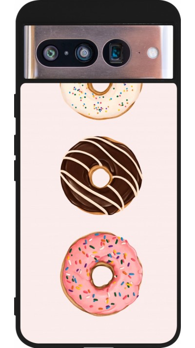 Google Pixel 8 Case Hülle - Silikon schwarz Spring 23 donuts