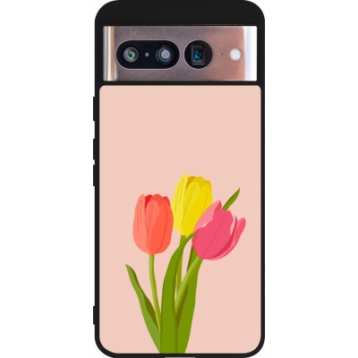 Google Pixel 8 Case Hülle - Silikon schwarz Spring 23 tulip trio