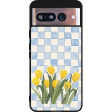 Google Pixel 8 Case Hülle - Silikon schwarz Blue vichy tulips Spring 2026