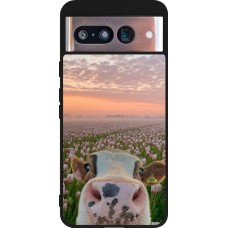 Google Pixel 8 Case Hülle - Silikon schwarz Cow with tulips Spring 2026