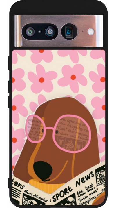 Google Pixel 8 Case Hülle - Silikon schwarz Dog with newspaper Spring 2026
