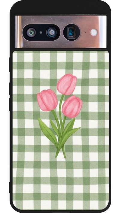 Google Pixel 8 Case Hülle - Silikon schwarz Green vichy tulips Spring 2026