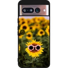 Google Pixel 8 Case Hülle - Silikon schwarz Sunflower with glasses Spring 2026