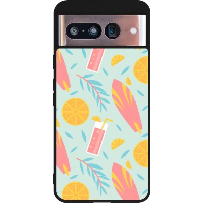 Google Pixel 8 Case Hülle - Silikon schwarz Summer 2025 Pattern citron