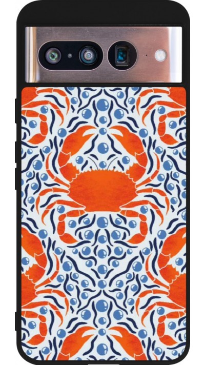 Coque Google Pixel 8 - Silicone rigide noir Crabs and pearls Summer 2026