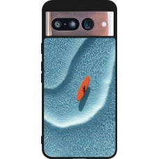Coque Google Pixel 8 - Silicone rigide noir Orange surf Summer 2026