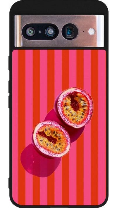 Coque Google Pixel 8 - Silicone rigide noir Passion fruit Summer 2026