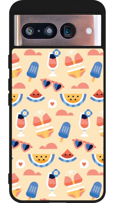 Coque Google Pixel 8 - Silicone rigide noir Pattern Summer 2026