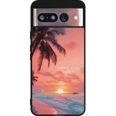 Coque Google Pixel 8 - Silicone rigide noir Watch more sunsets Summer 2026