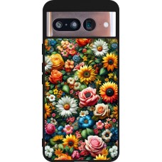 Coque Google Pixel 8 - Silicone rigide noir Summer Floral Pattern