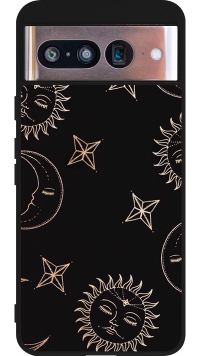 Google Pixel 8 Case Hülle - Silikon schwarz Suns and Moons