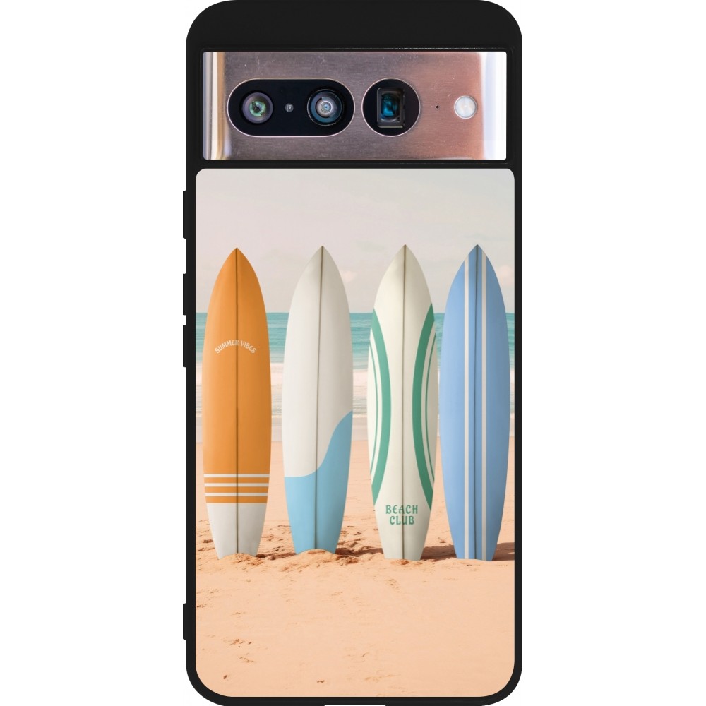 Google Pixel 8 Case Hülle - Silikon schwarz Summer surfboard 2025