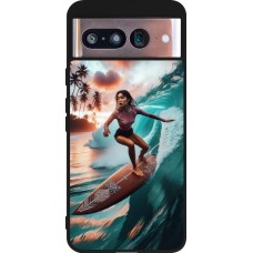 Google Pixel 8 Case Hülle - Silikon schwarz Surferin aus Bali
