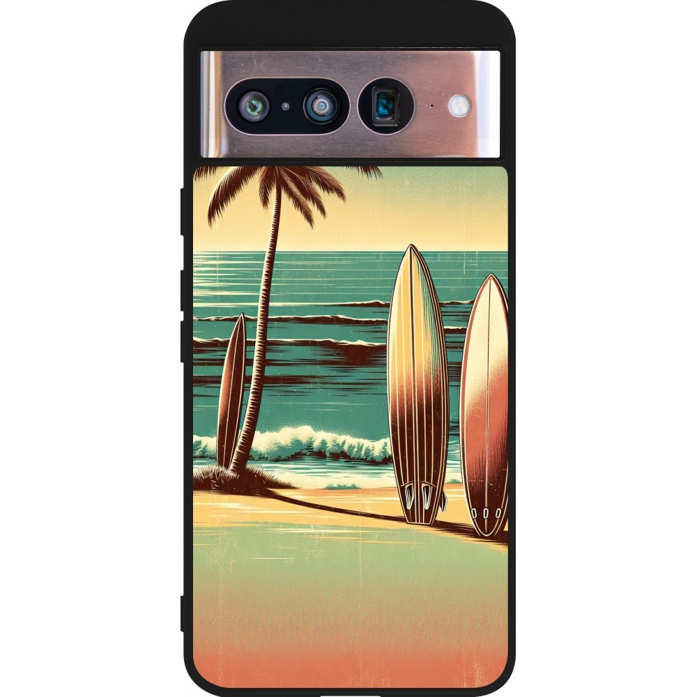 Coque Google Pixel 8 - Silicone rigide noir Surf Paradise