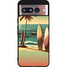 Coque Google Pixel 8 - Silicone rigide noir Surf Paradise