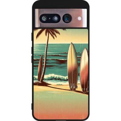 Coque Google Pixel 8 - Silicone rigide noir Surf Paradise