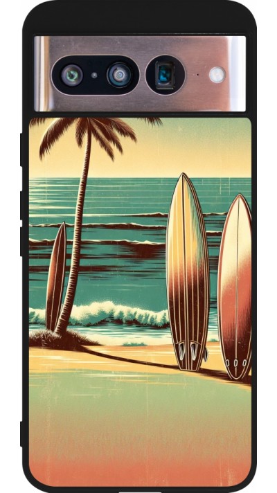 Coque Google Pixel 8 - Silicone rigide noir Surf Paradise