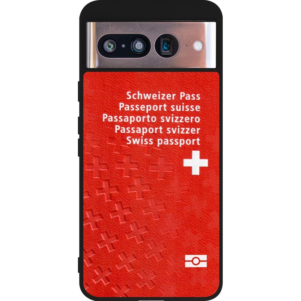 Google Pixel 8 Case Hülle - Silikon schwarz Swiss Passport
