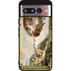 Coque Google Pixel 8 - Silicone rigide noir Tableau art - La Création d’Adam - Michel-Ange