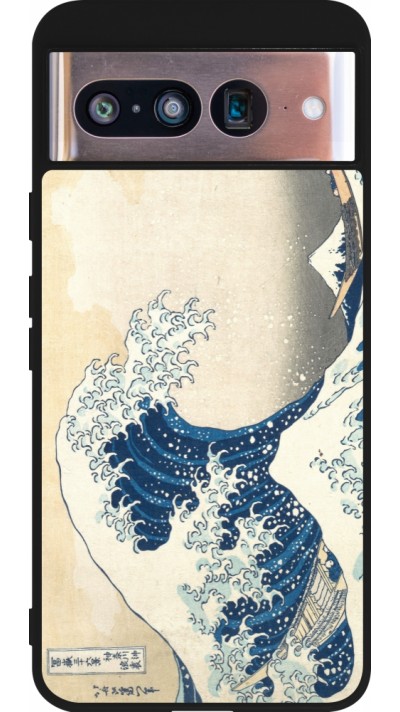 Coque Google Pixel 8 - Silicone rigide noir Tableau art - La Grande Vague de Kanagawa - Hokusai