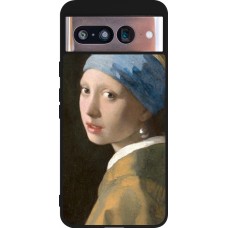Coque Google Pixel 8 - Silicone rigide noir Tableau art - La Jeune fille à la perle - Johannes Vermeer